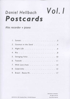 Postcards Vol 1 for Alto Recorder and Piano