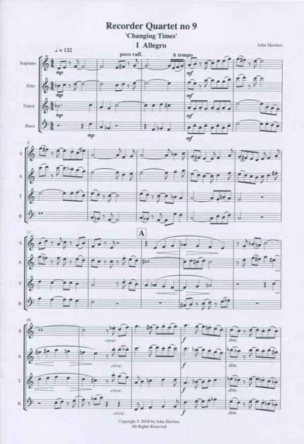 Recorder Quartet no. 9 'Changing Times'