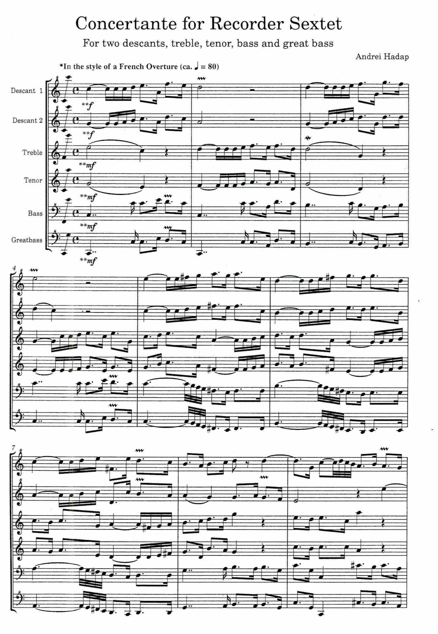 Concertante for Recorder Sextet
