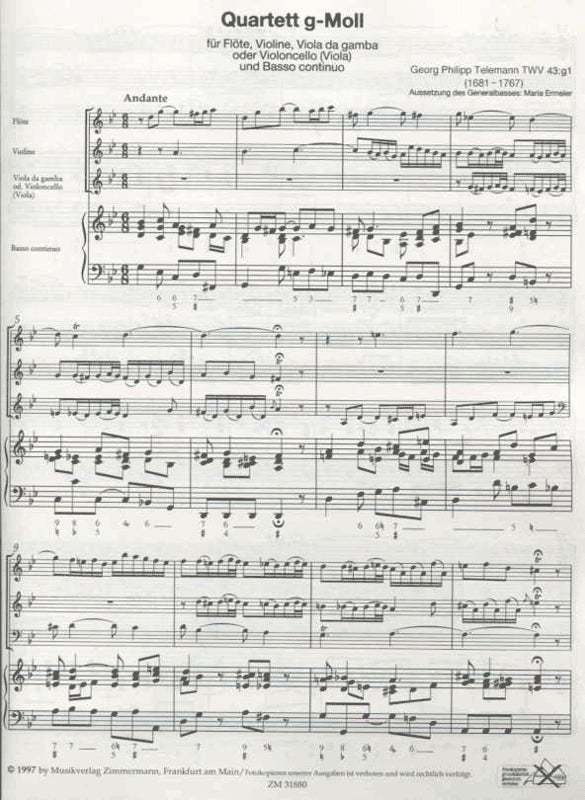 Quartet in g minor TWV 43:g1