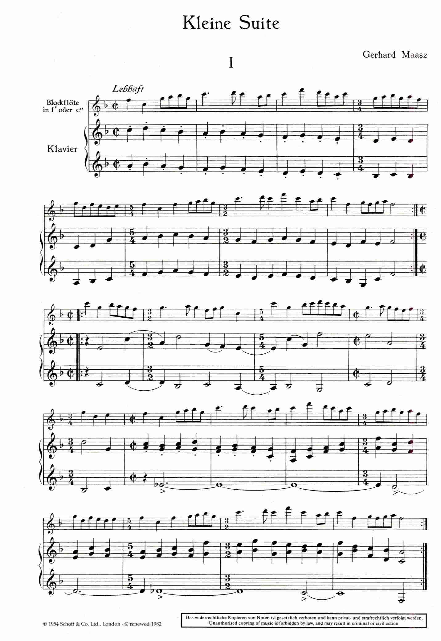 Little Suite for Descant or Treble Recorder