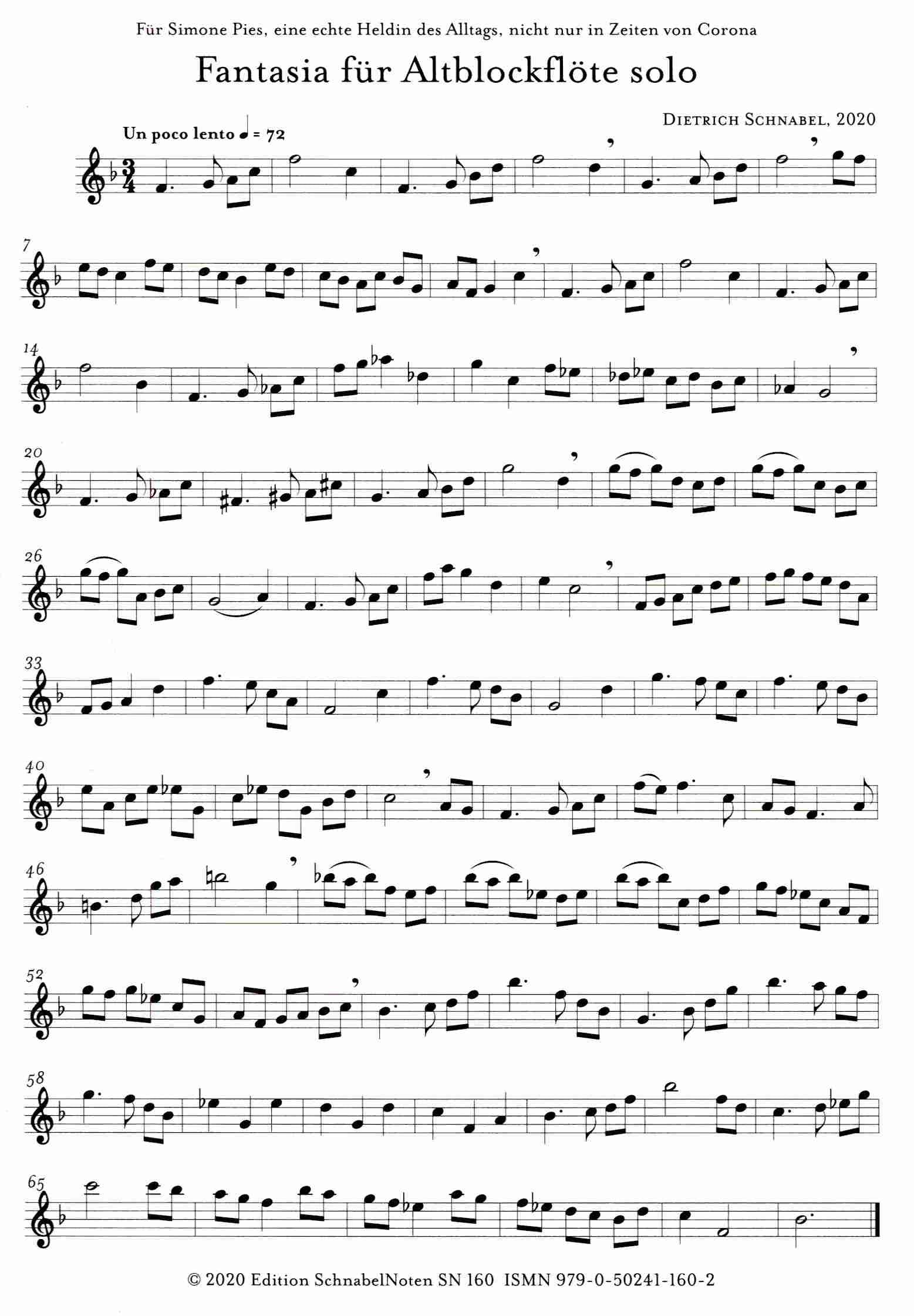 Fantasia for Solo Alto Recorder