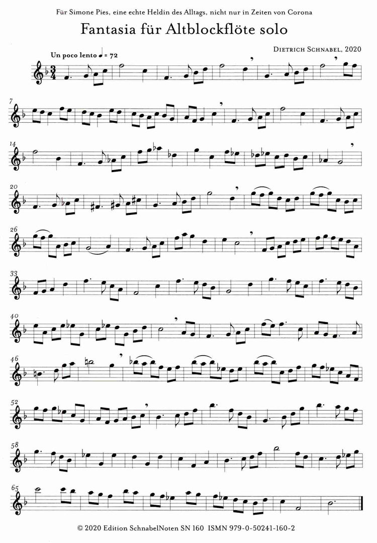Fantasia for Solo Alto Recorder