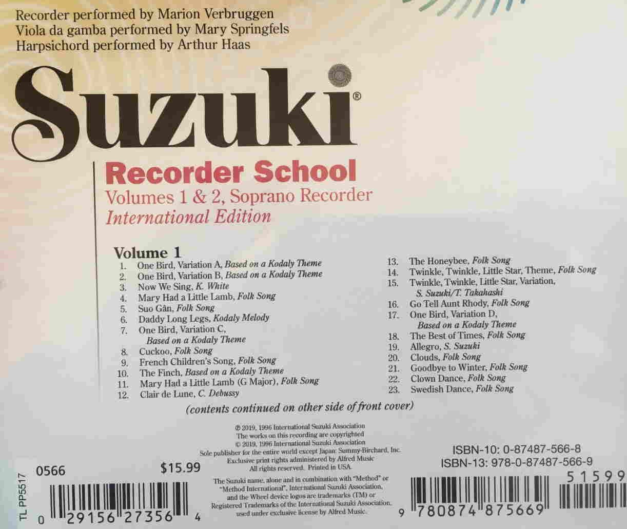 Suzuki Recorder School (Soprano Recorder) CD, Volume 1 & 2