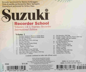 Suzuki Recorder School (Soprano Recorder) CD, Volume 1 & 2