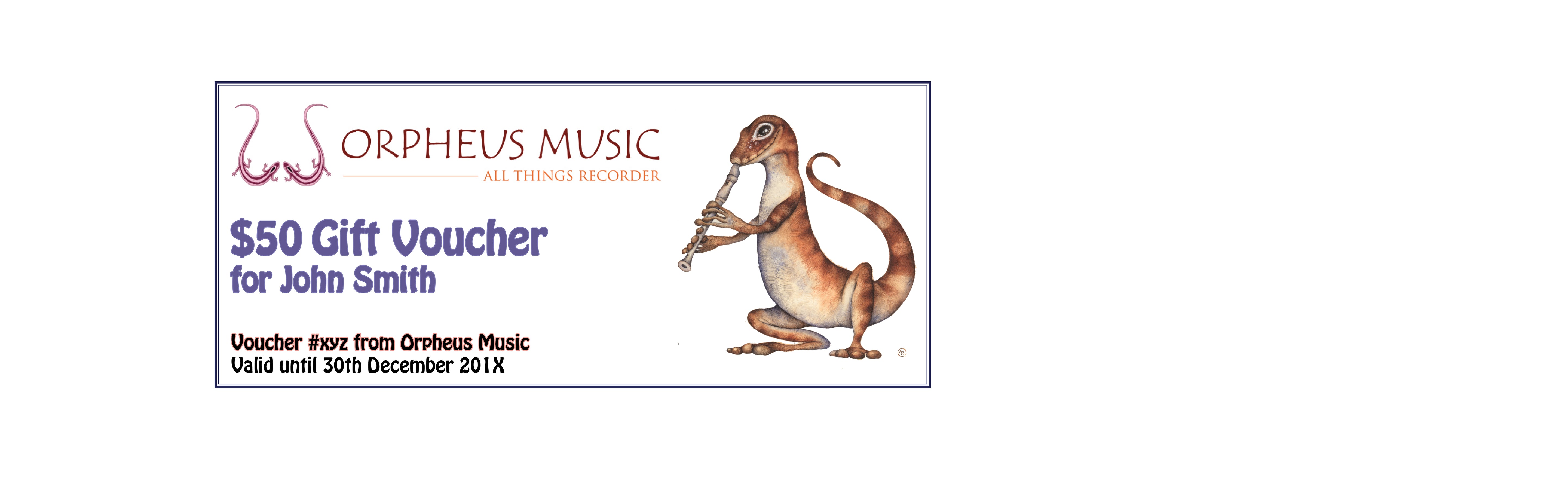 Orpheus Music Gift Voucher $60