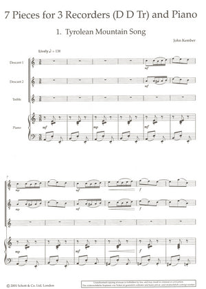 The Ensemble Collection 7 Pieces for 3 Recorders and Piano