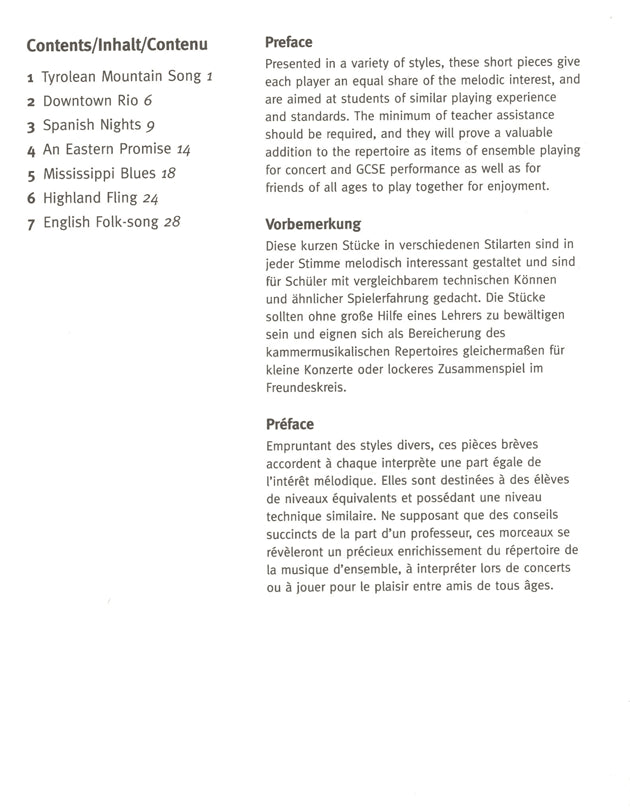 The Ensemble Collection 7 Pieces for 3 Recorders and Piano