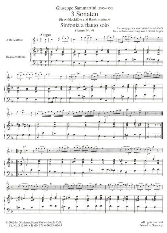 Three Sonatas Sammartini