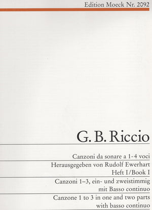Canzone 1 to 3 in one and two parts With Basso Continuo Riccio