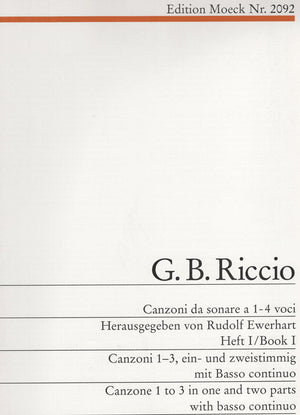 Canzone 1 to 3 in one and two parts With Basso Continuo Riccio