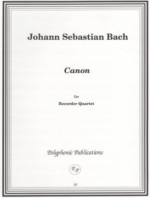Canon for Recorder Quartet