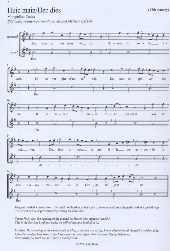 Alto Recorder Duet Book I - Music from the 13th to 21st centuries