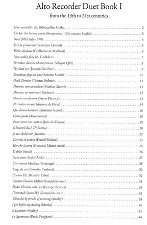 Alto Recorder Duet Book I - Music from the 13th to 21st centuries