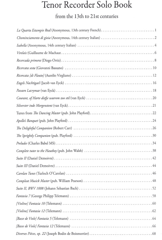 Tenor Recorder Solo Book -Music from the 13th to 21st centuries