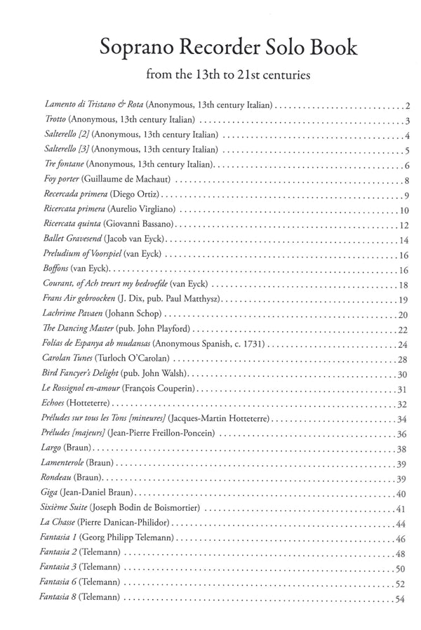 Soprano Recorder Solo Book -Music from the 13th to 21st centuries