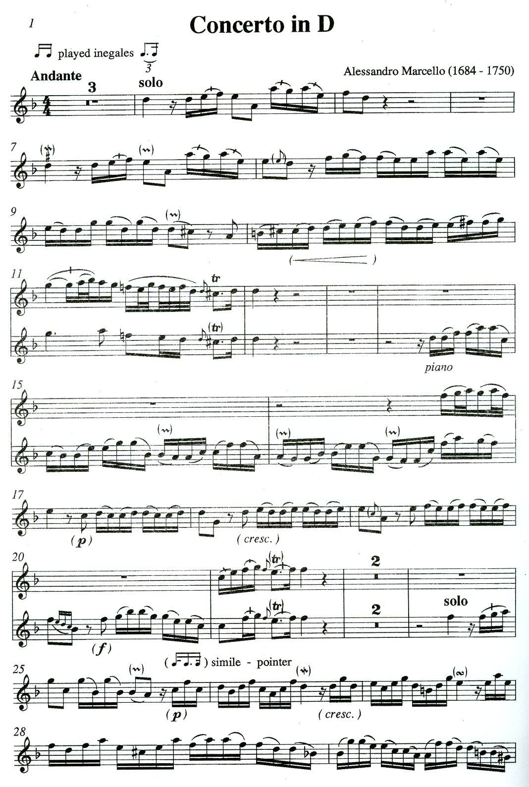 Concerto in d minor Solo Part
