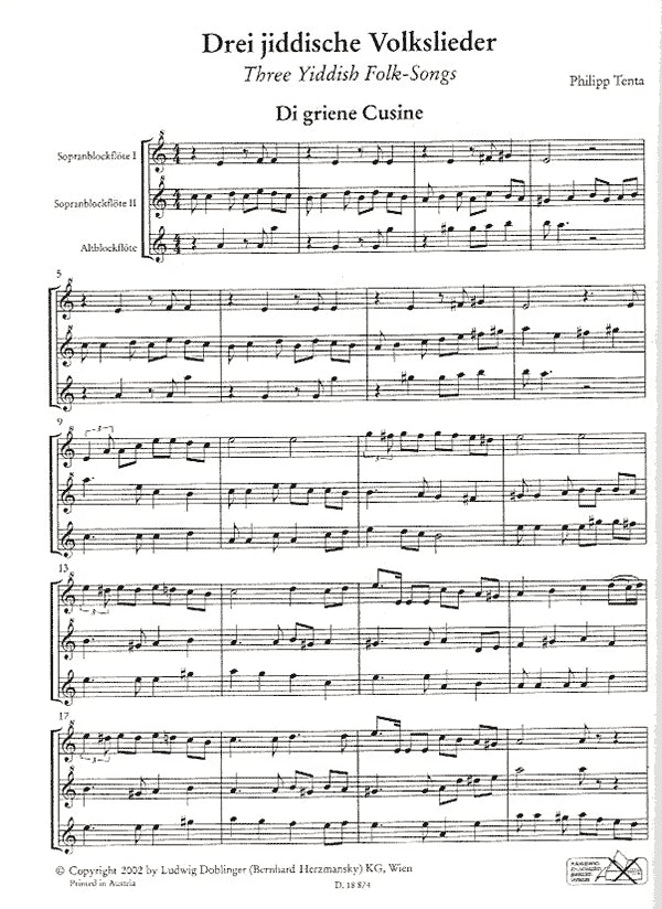 3 Yiddish Folk Songs