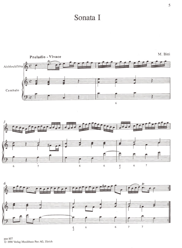 Sonata 1 and 2 for Treble Recorder and Basso Continuo