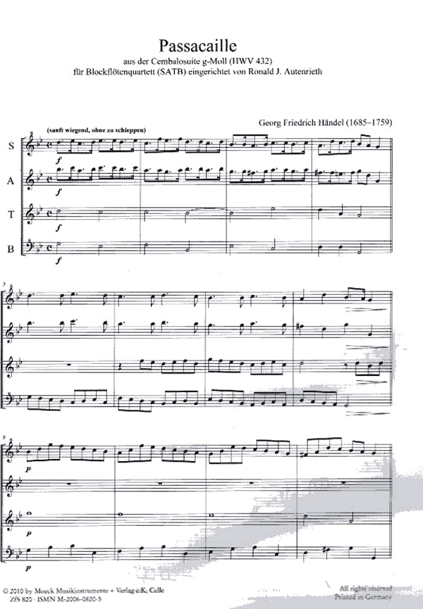 Passacaille aus der Cembalosuite g-Moll (HWV 432)