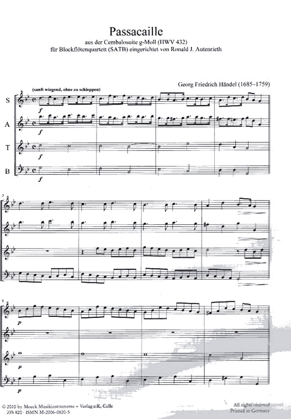 Passacaille aus der Cembalosuite g-Moll (HWV 432)