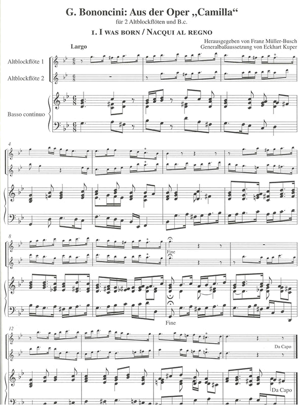 Arias and Duets from "Il Trionfo di Camilla" [The Triumph of Camilla]
