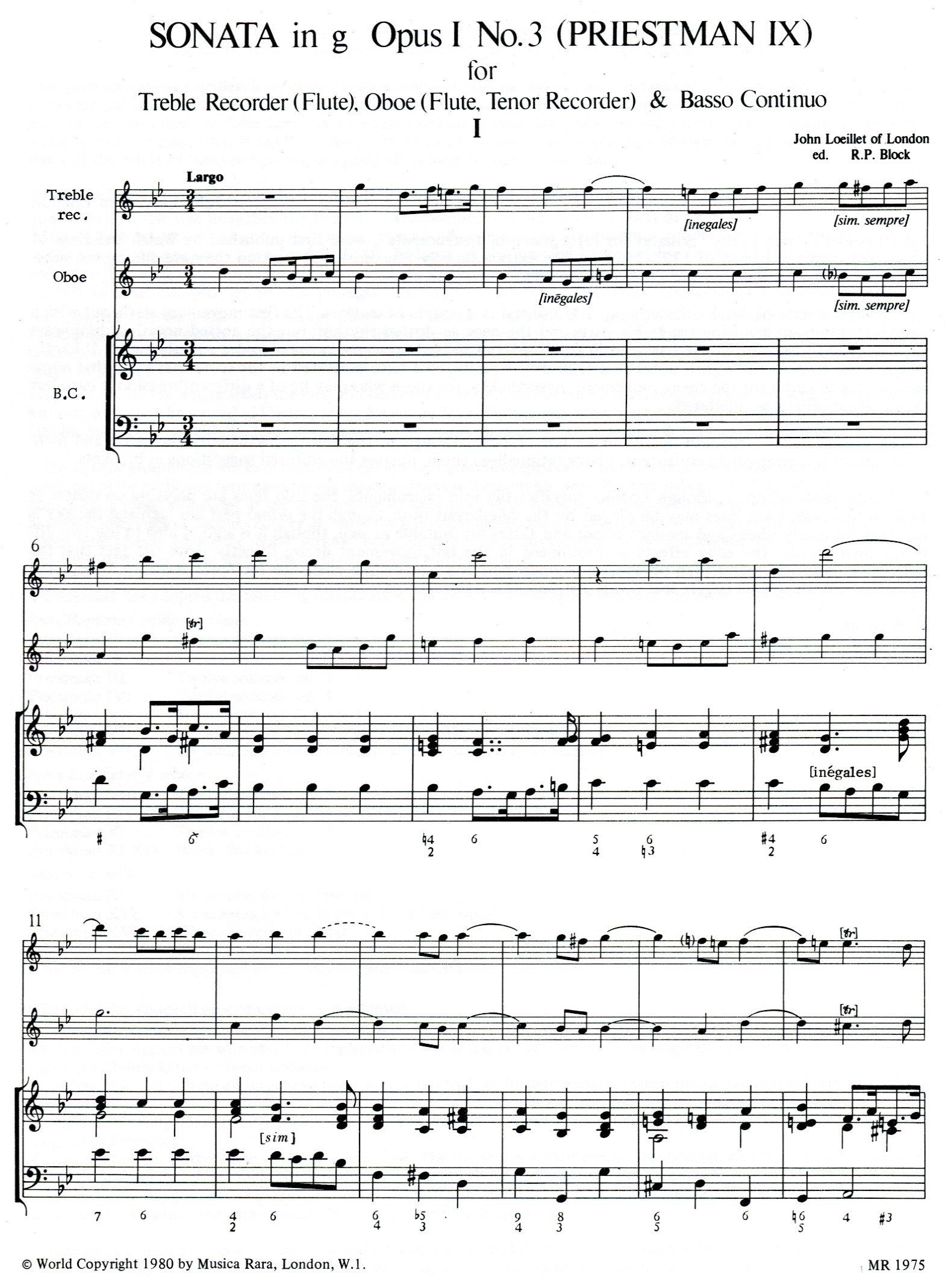 Sonata in G Minor Op 1 No3