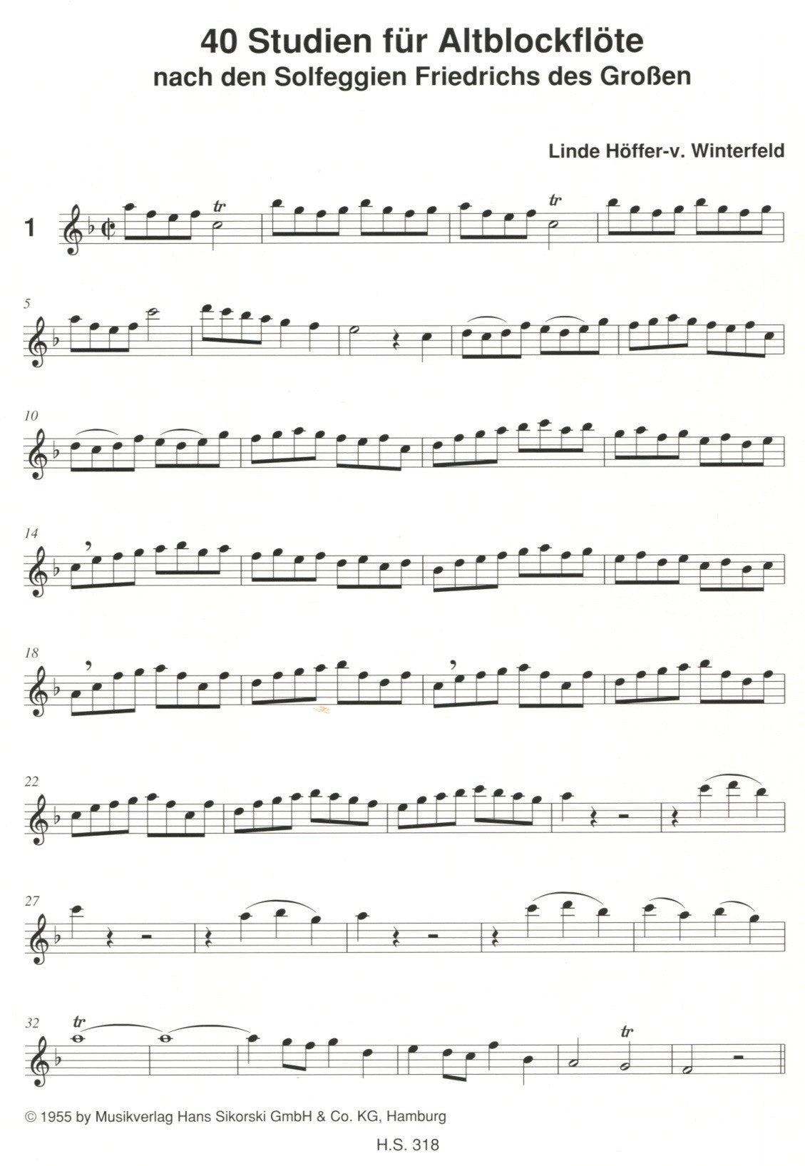 40 Studies for Alto Recorder adapted from Frederick the Great