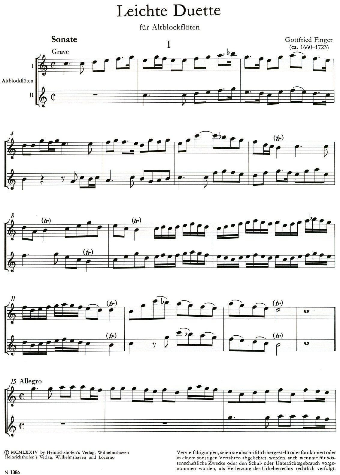 Easy Duets for two treble recorders