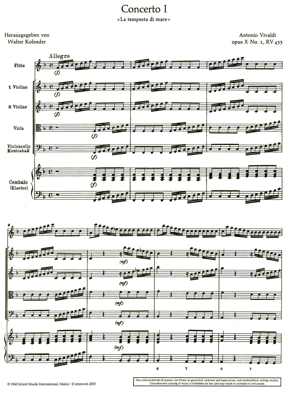 Concerto in F Major La Tempesta di Mare, Op 10/1, RV433