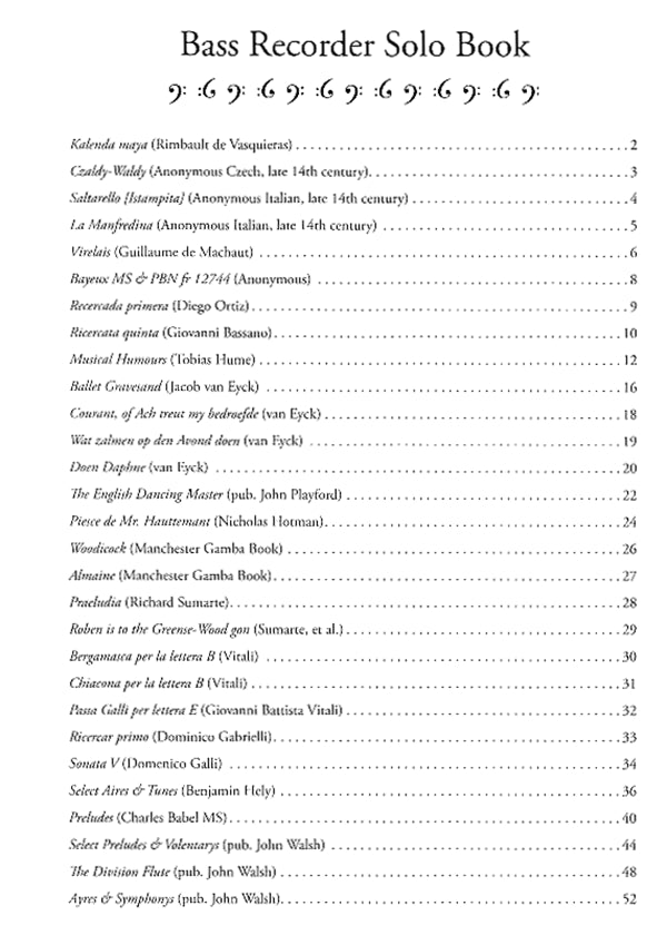 Bass Recorder Solo Book - Music from the 13th to the 21st centuries