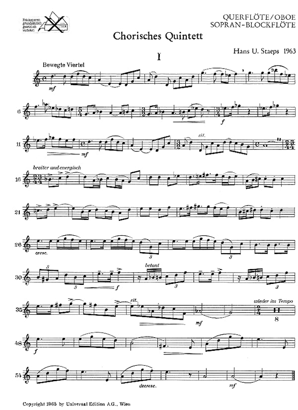 Choric Quintet (parts only)