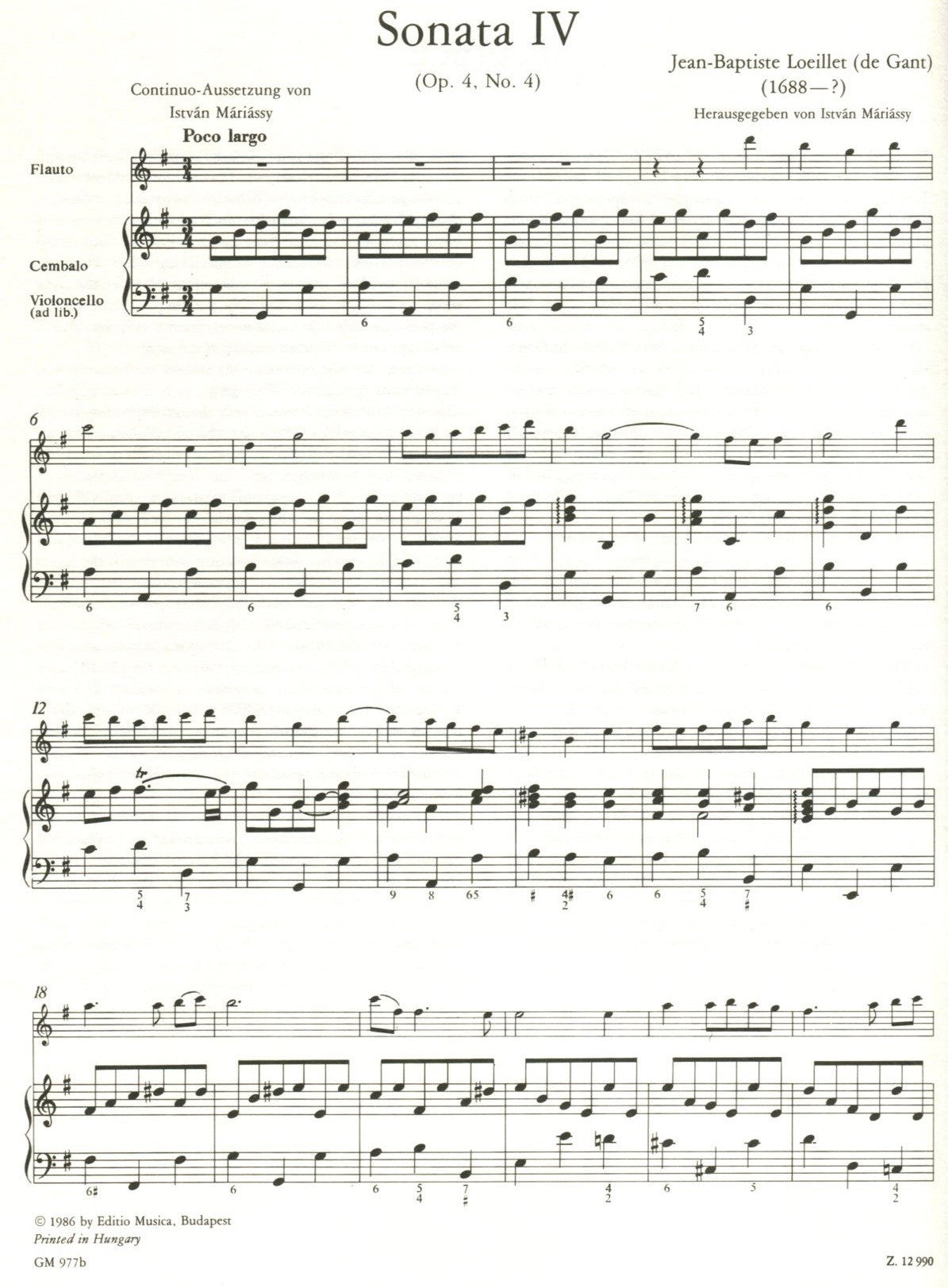 12 Sonatas Op 4, Volume 2, No 4-6