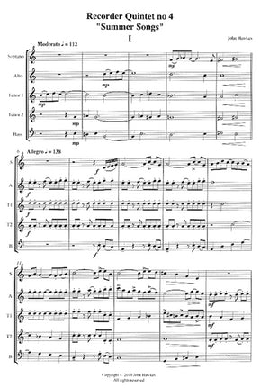 Recorder Quintet No. 4 - 'Summer Songs'