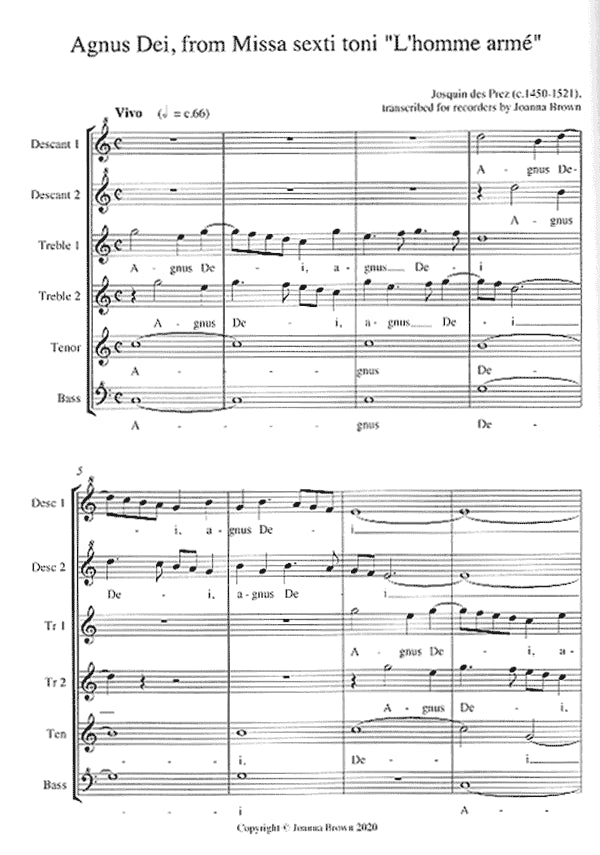Agnus Dei from Missa sexti toni "L'homme arme"