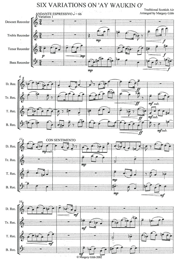 Six Variations on "Ay Waukin O"