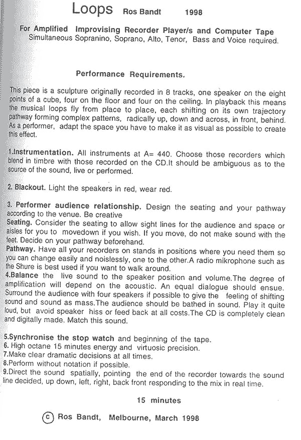 Loops for Improvising Recorder Players and Computer Tape