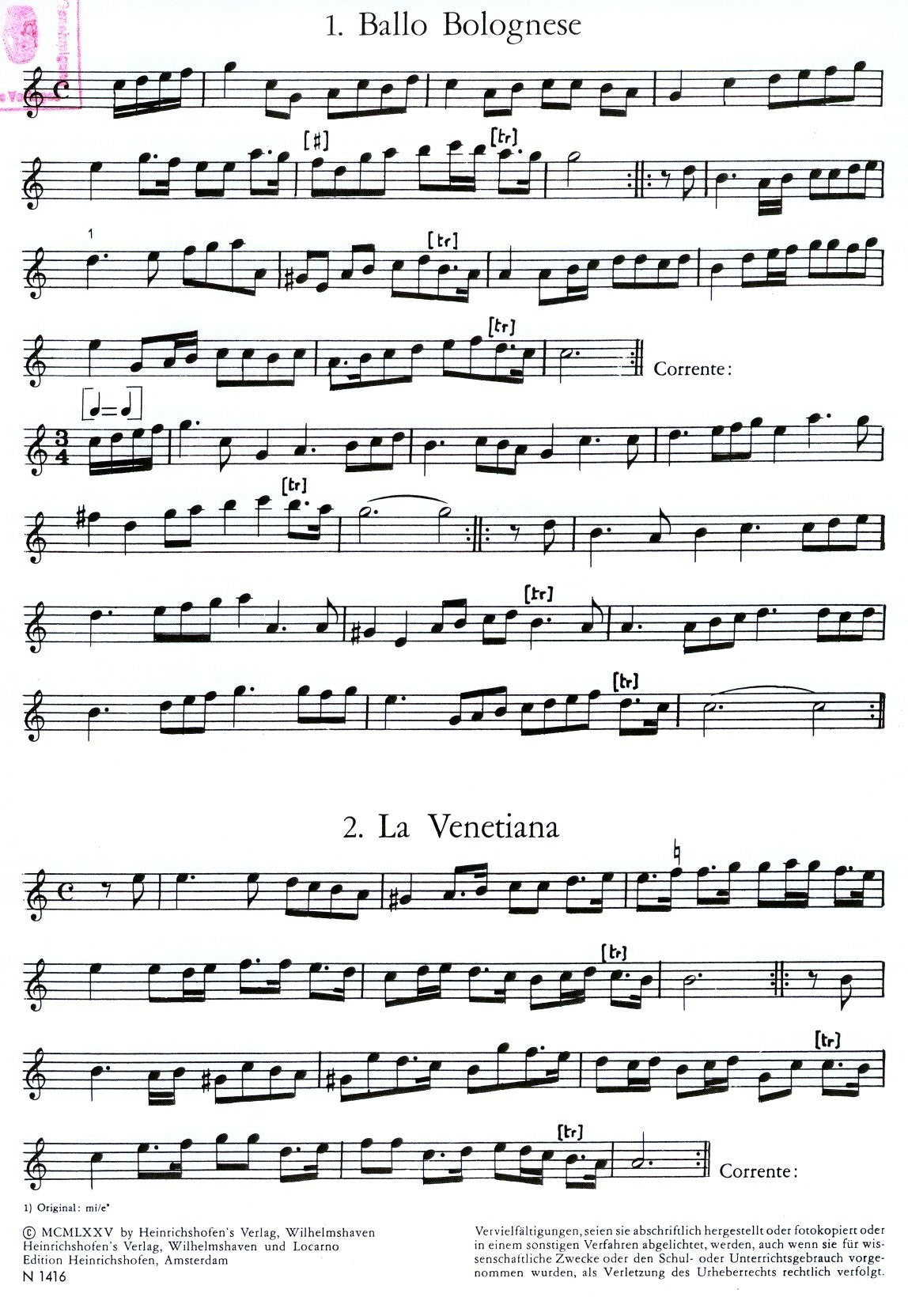 Italian Dances of the 17th century
