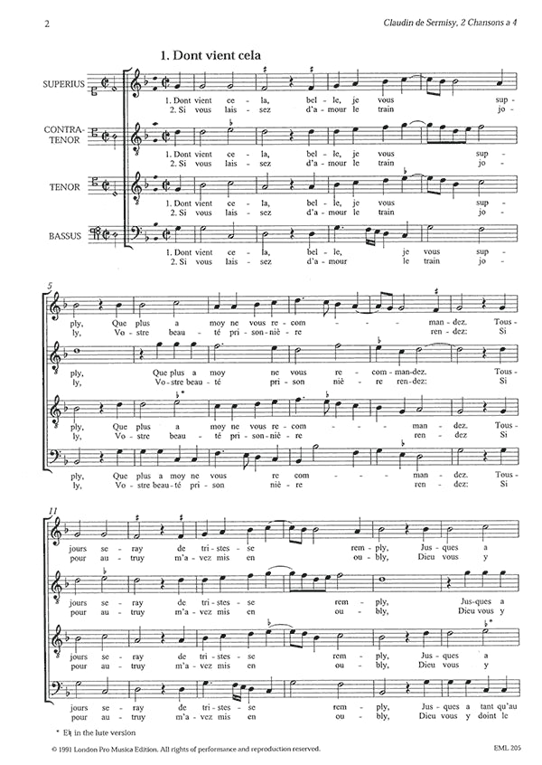 2 Chansons of Clement Marot