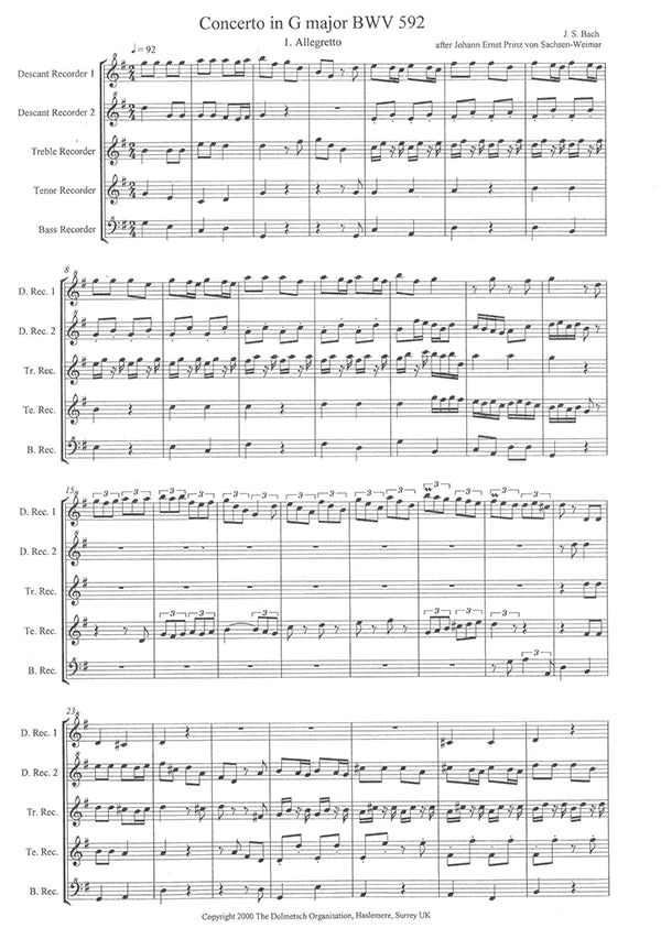 Concerto in G Major BWV592