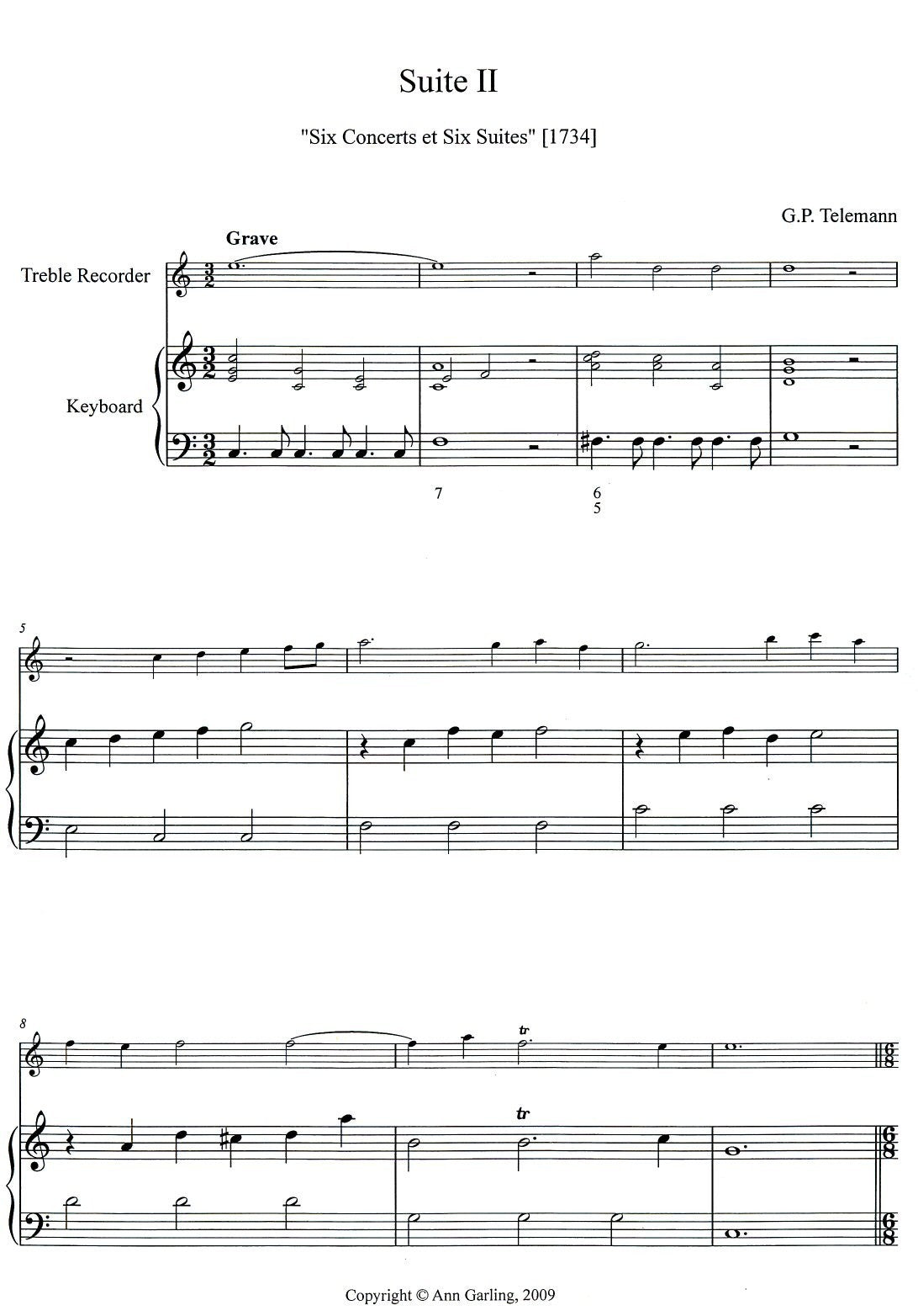Suite II from Six Concerts et Six Suites in C Major TWV42:B2