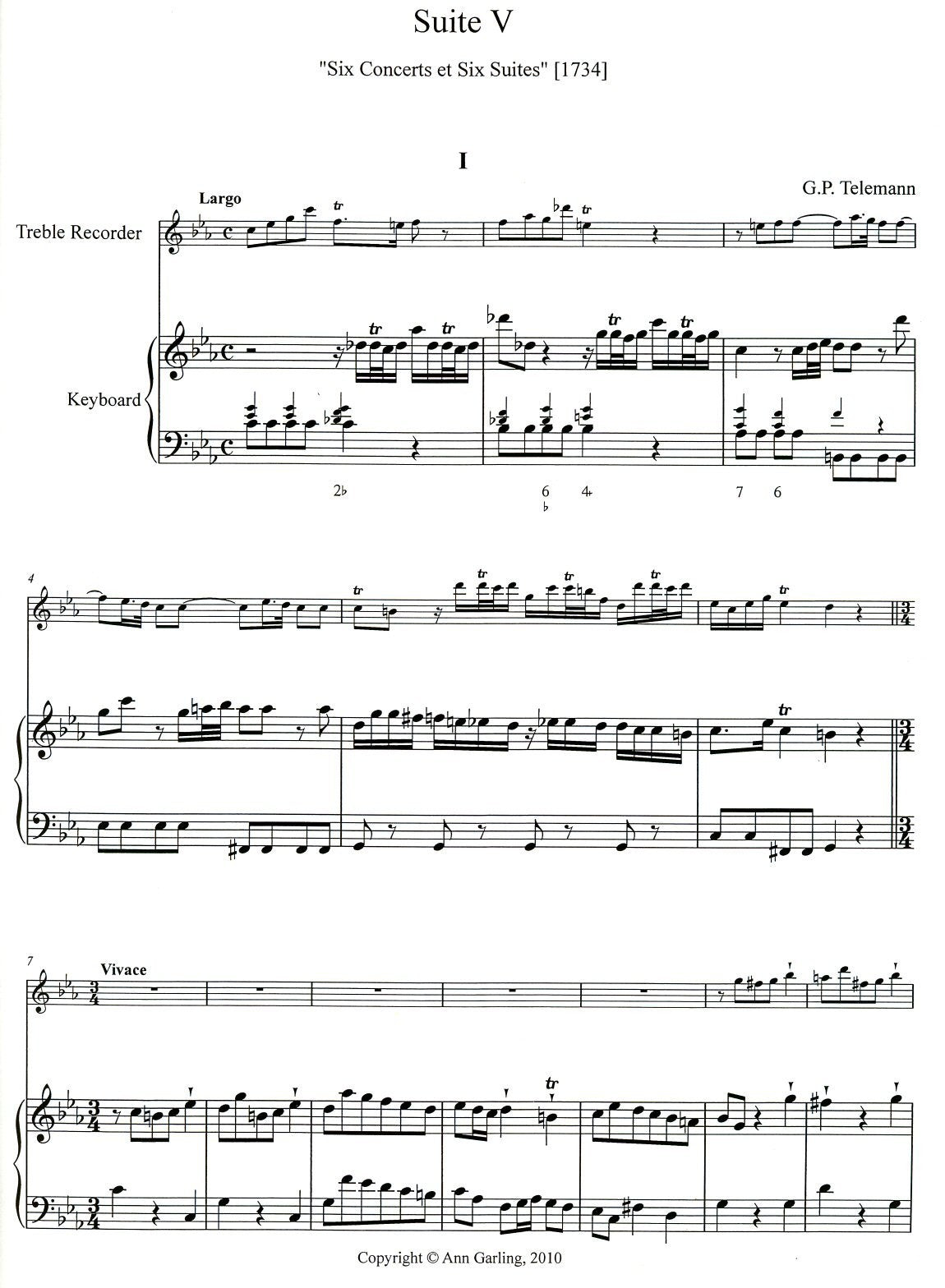Suite V from VI Concerts et VI Suites in c minor  TWV42:a3