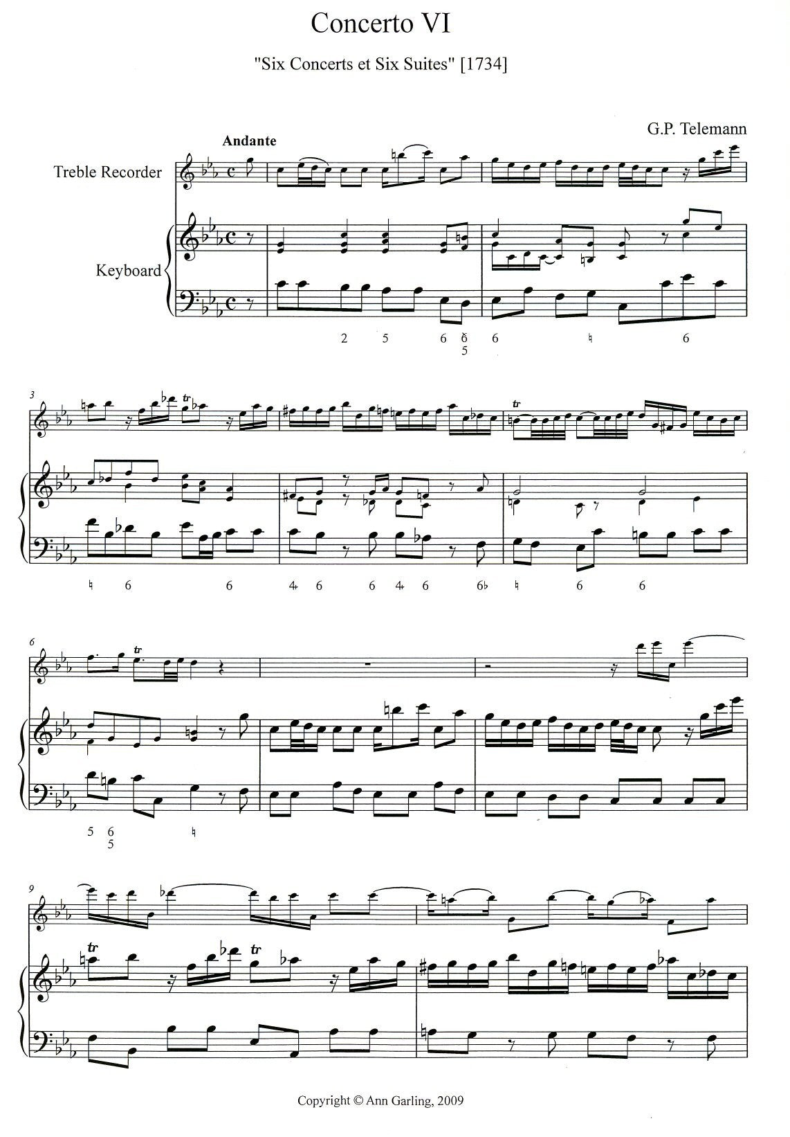 Concerto VI from VI Concerts et VI Suites in c minor  TWV42:a2