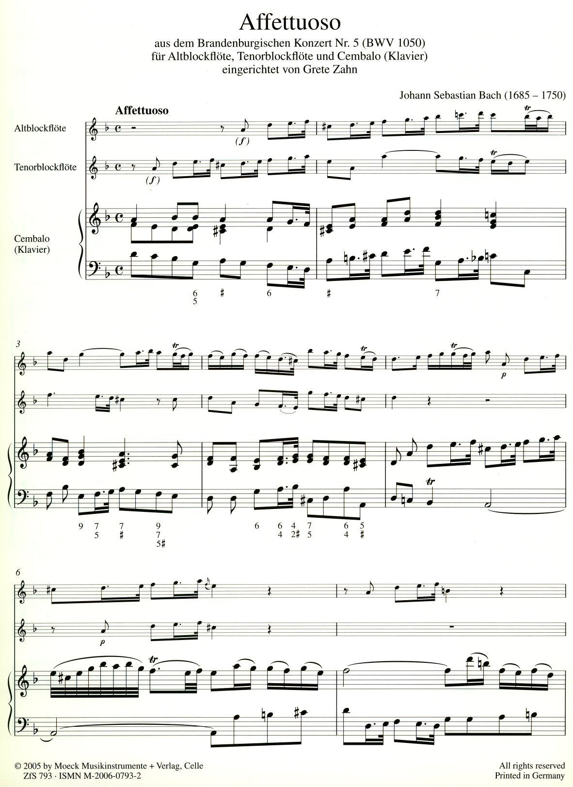 Affettuoso from Brandenburg Concerto no5