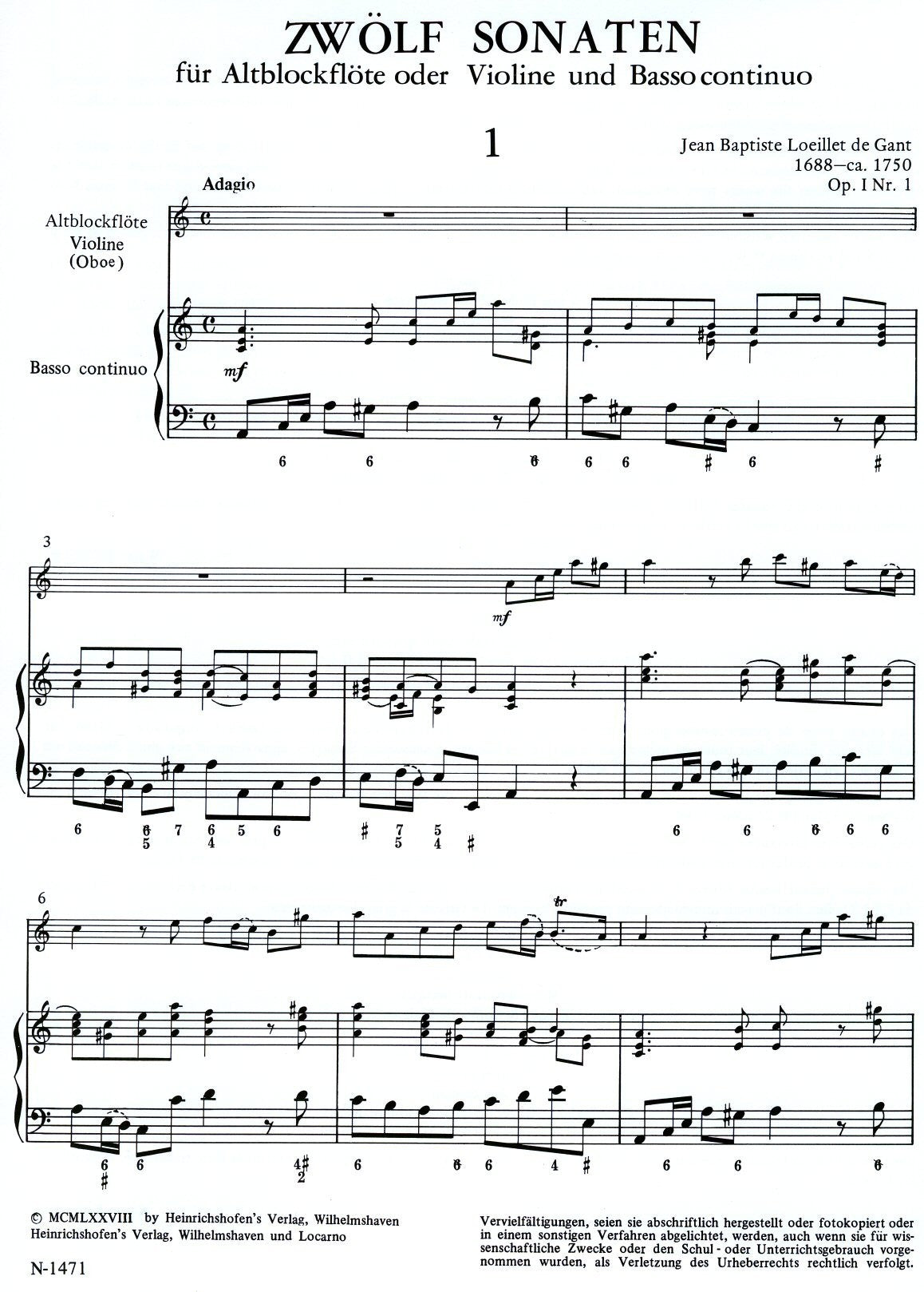 12 Sonatas  Opus 1/ 1-3