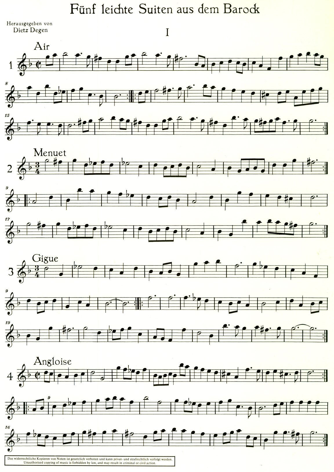 Five easy suites from the Baroque (Fünf leichte Suiten)
