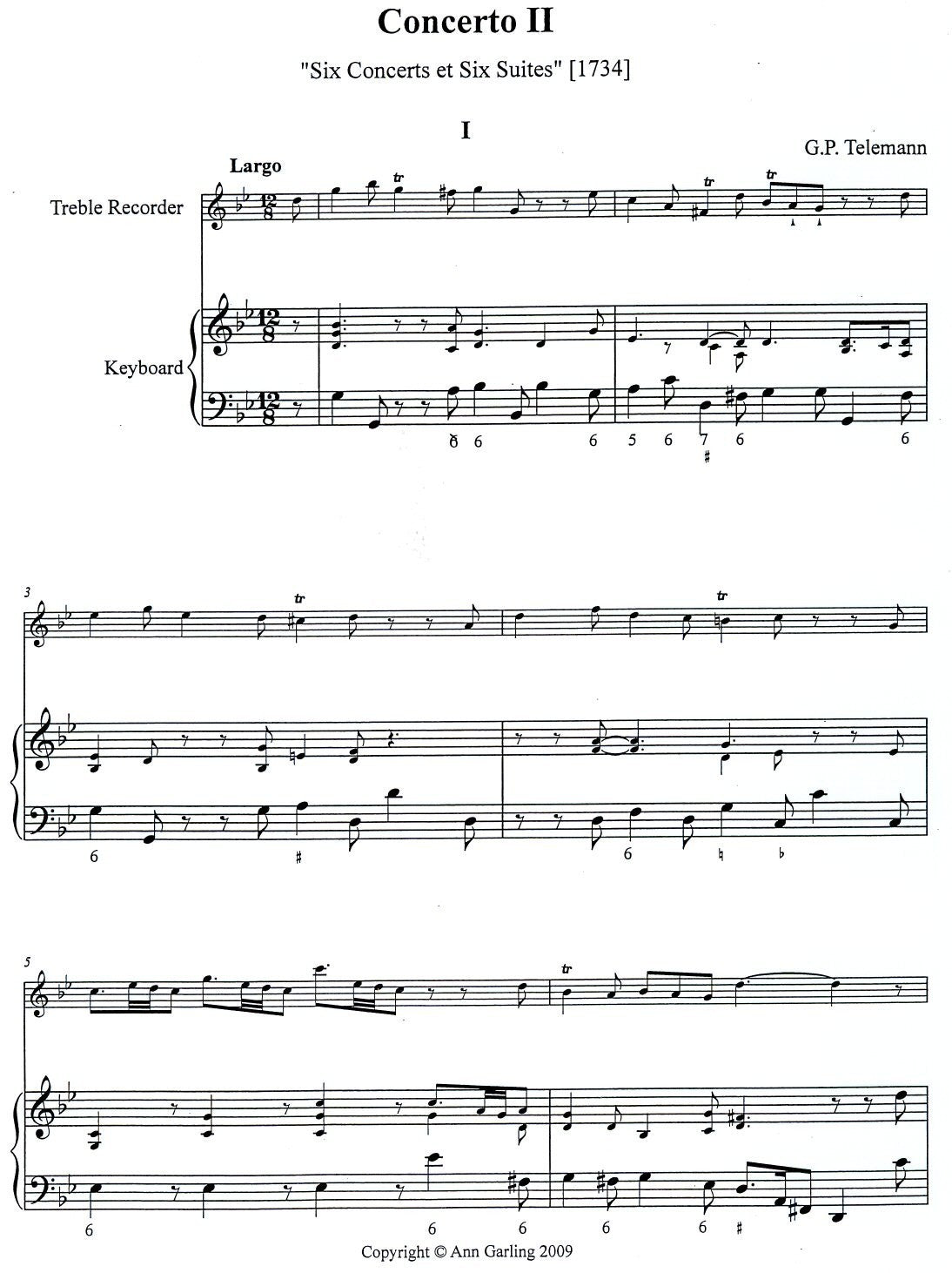 Concerto II from Six Concerts et six suites TWV42:g2 (1734) in g minor