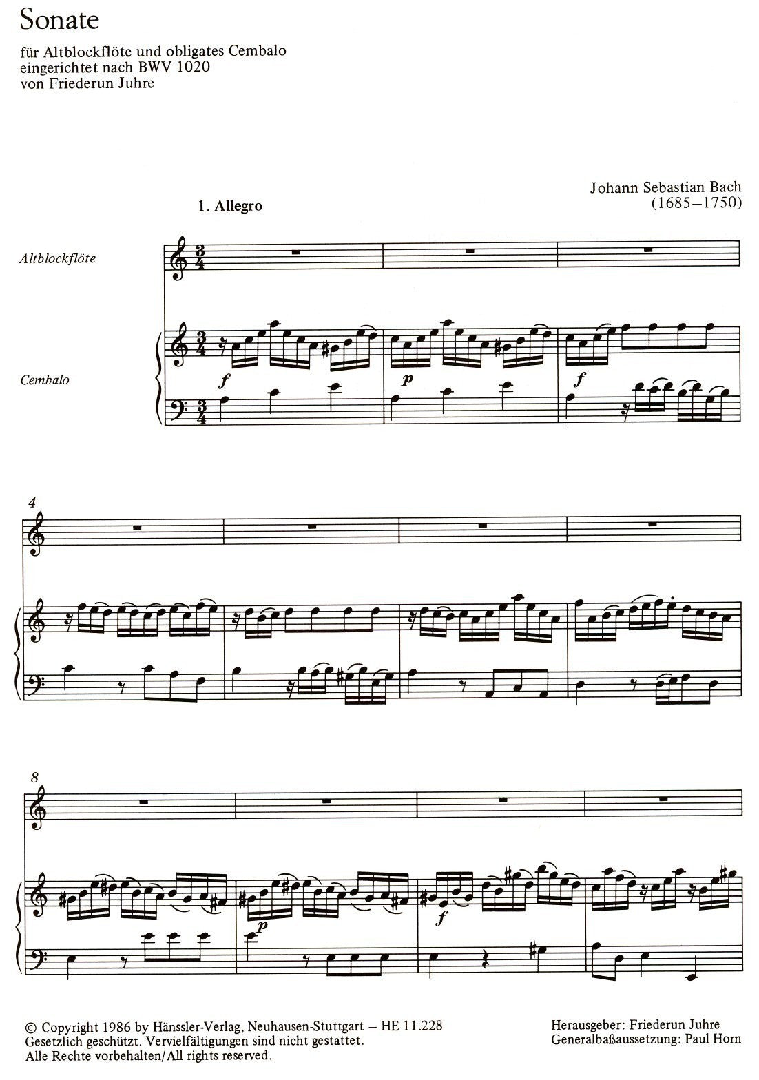 Sonata BWV 1020