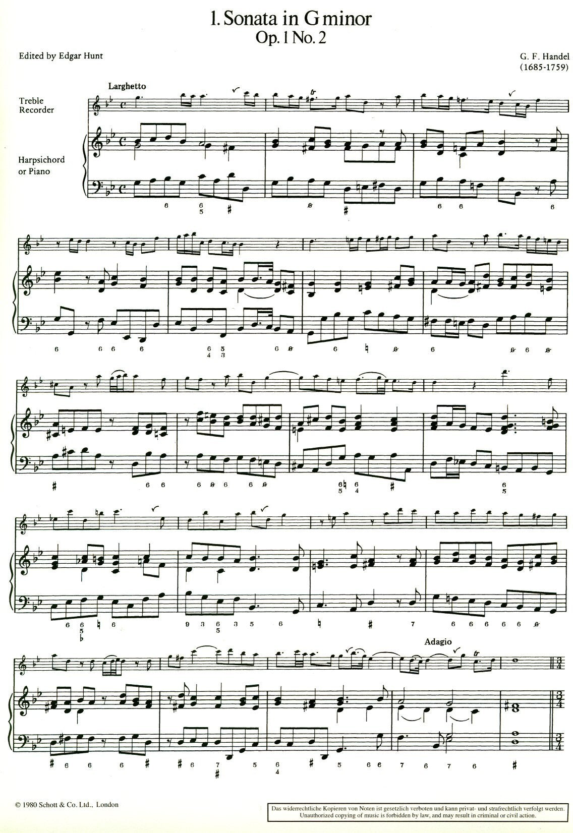 Four Sonatas Op 1, Nos 2, 4, 7, 11