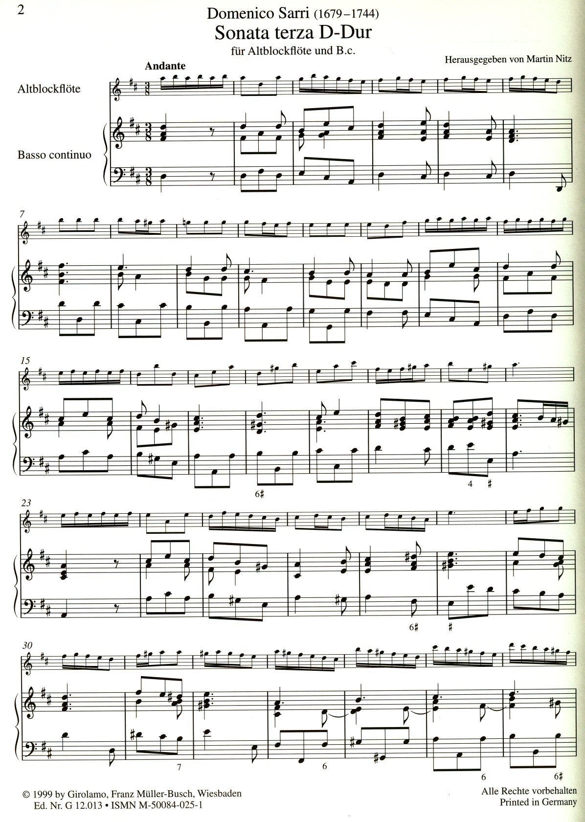 Sonata no 3 in D Major